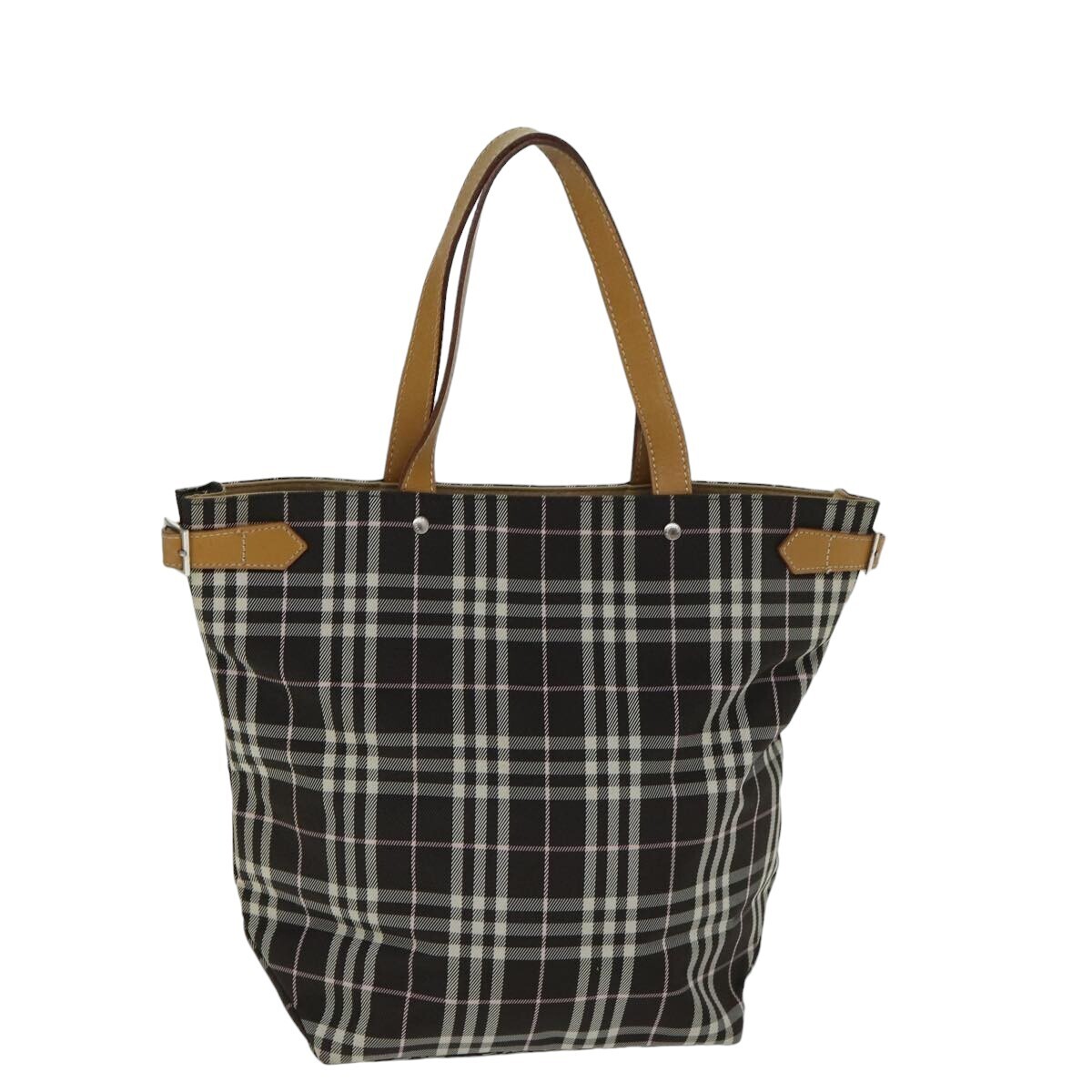 Burberry Nova Check Blue Label Tote Bag Nylon Brown Auth Bs15120